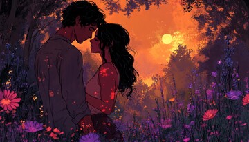 松林中的年轻恋人