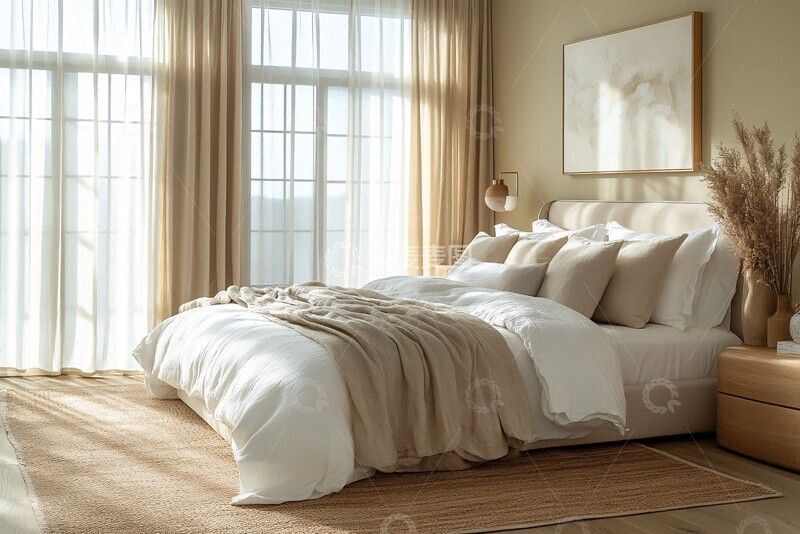 高清大图下载【趣麦麦图】中性色调卧室设计1
