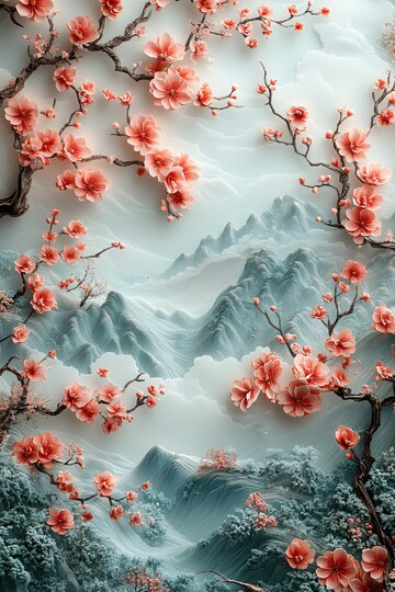玉色山水祥云图1