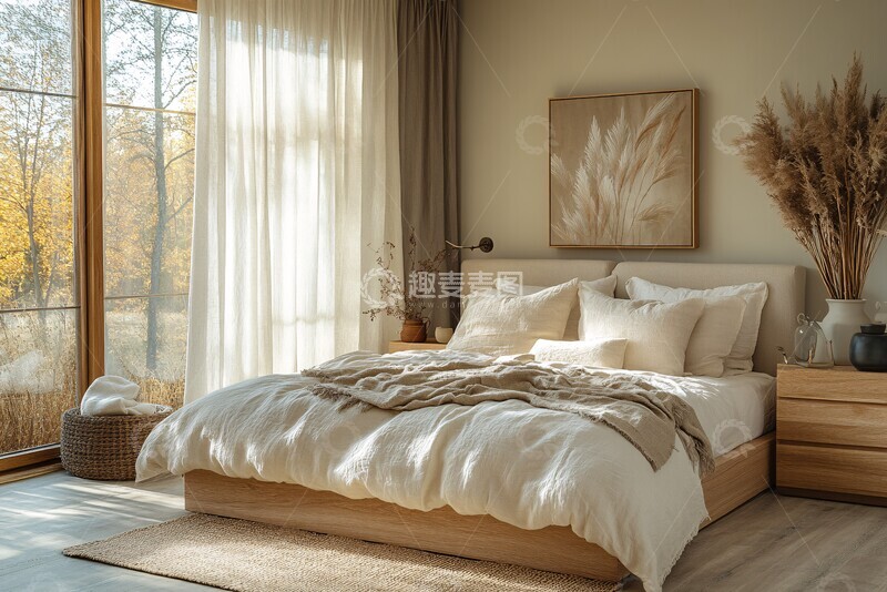 高清大图下载【趣麦麦图】中性色调卧室设计2