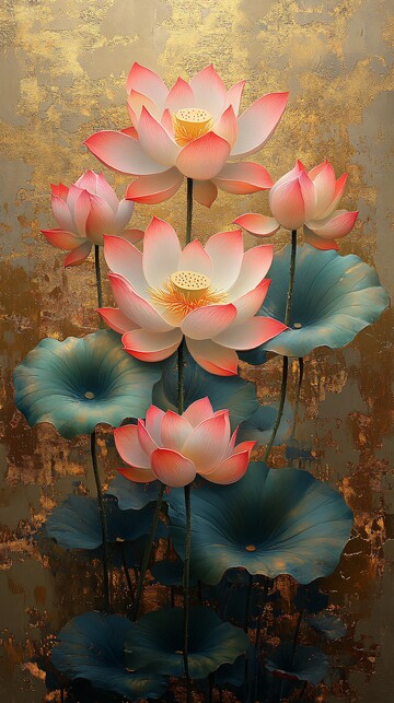 莲花与莲叶莲花莲叶金色2