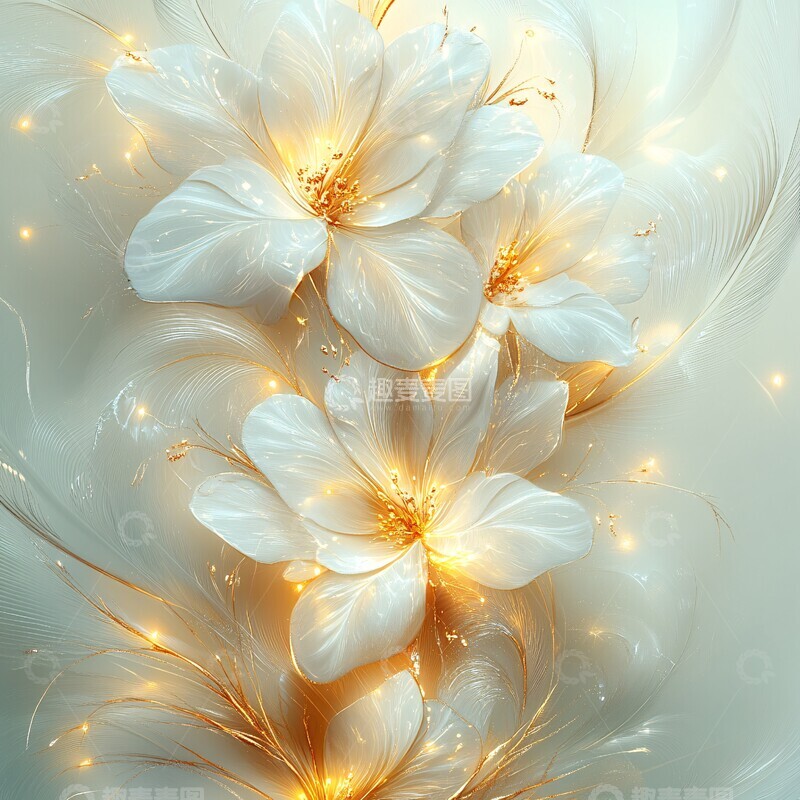 高清大图下载【趣麦麦图】抽象花卉羽毛设计