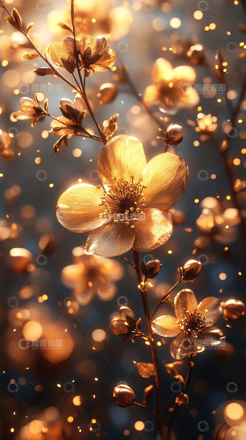 高清大图下载【趣麦麦图】金色图案与白色花纹