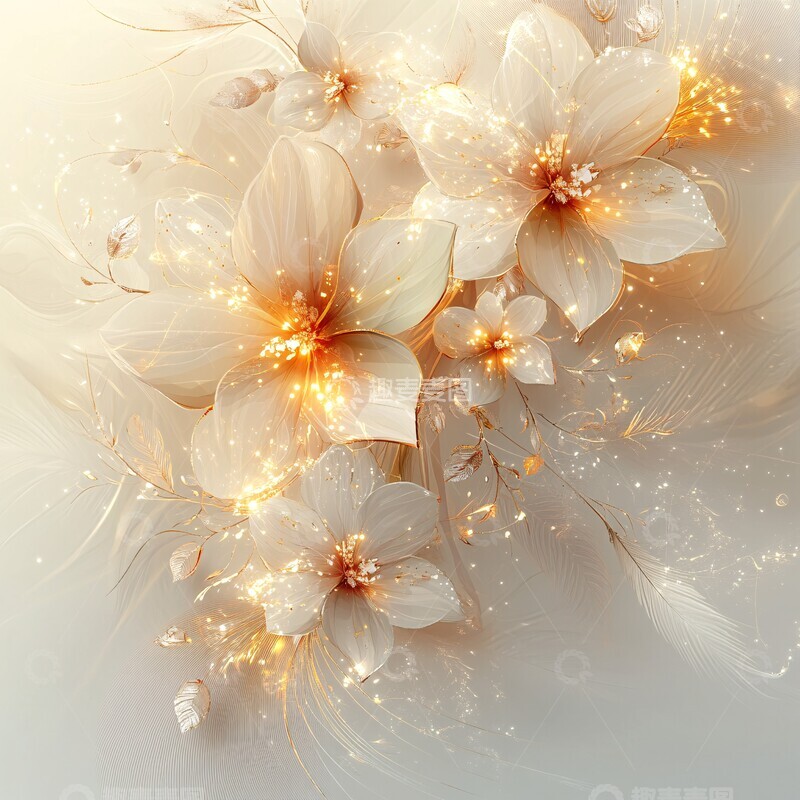 高清大图下载【趣麦麦图】抽象花卉羽毛设计1