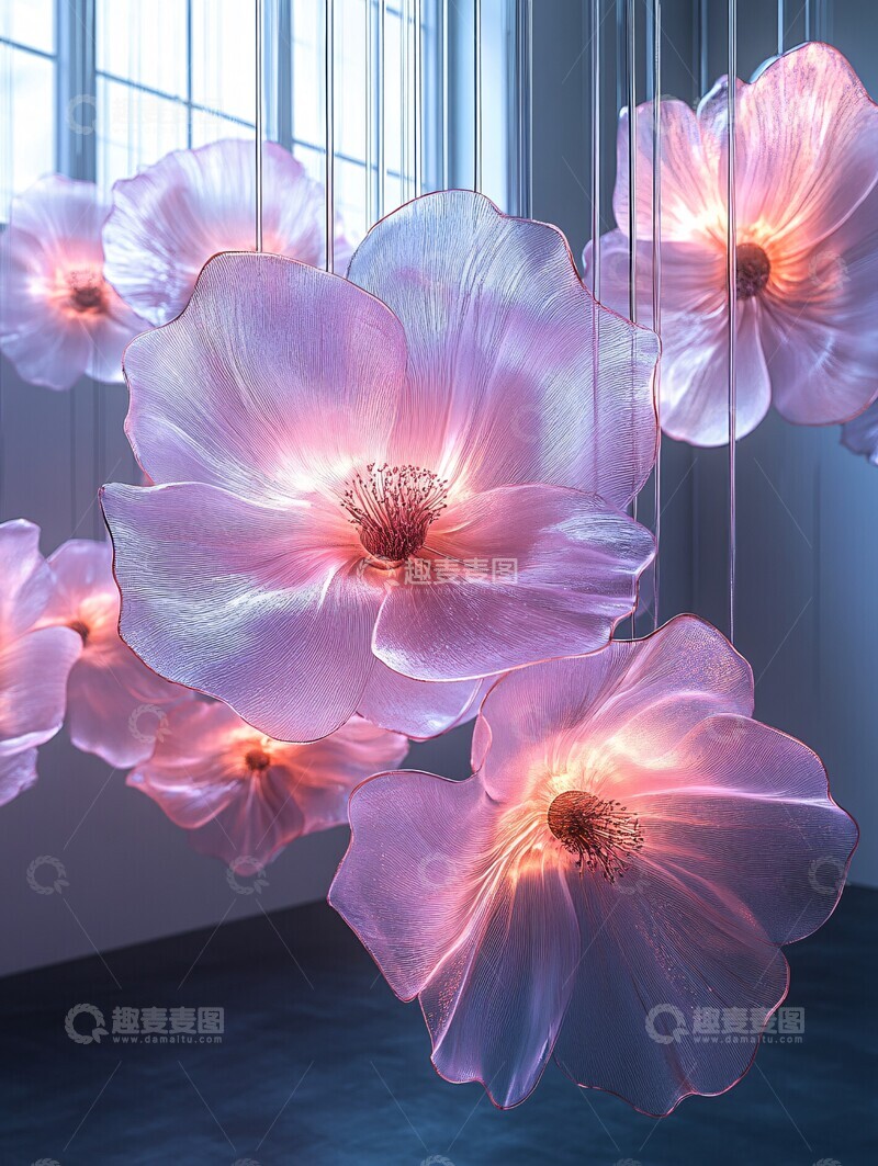 高清大图下载【趣麦麦图】紫花透明丝帘1