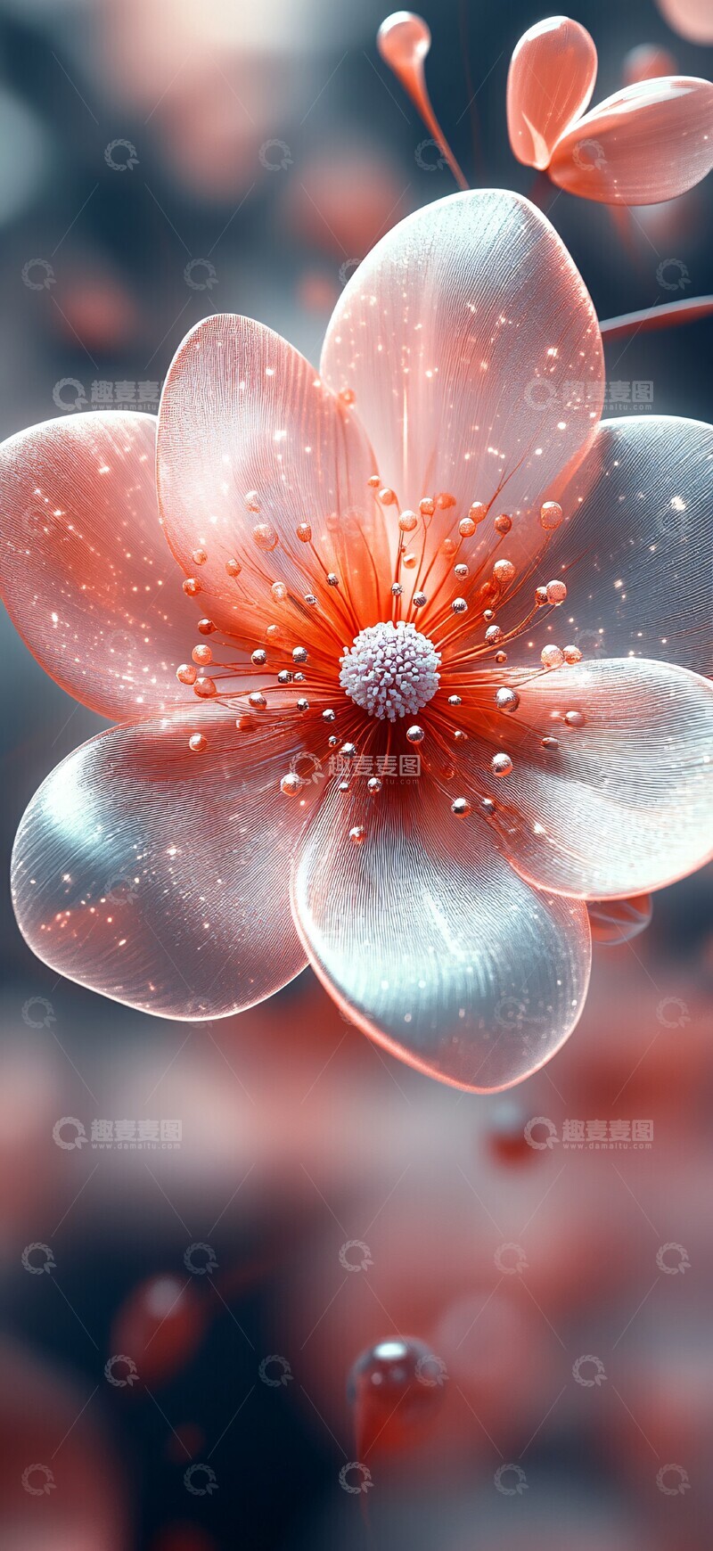 高清大图下载【趣麦麦图】粉桃渐变流体背景