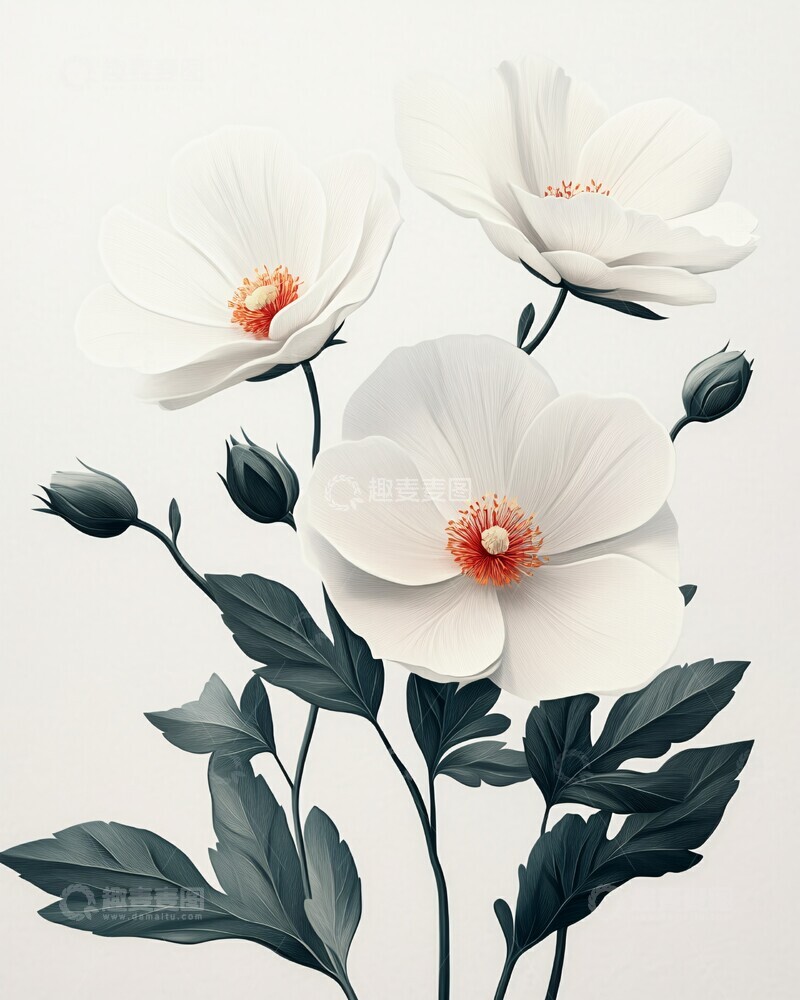 高清大图下载【趣麦麦图】简约花卉婚礼请柬2