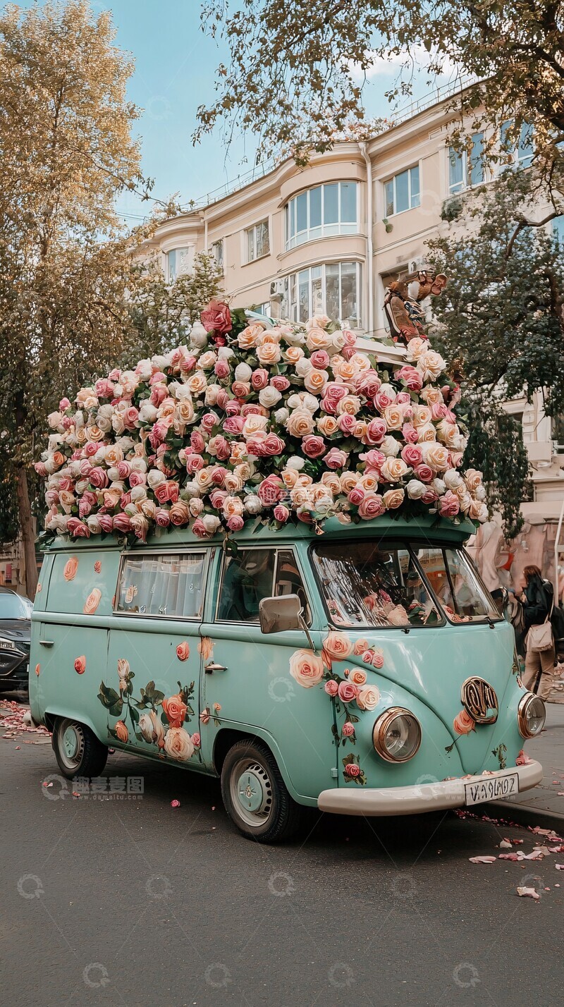 玫瑰装饰的货车1