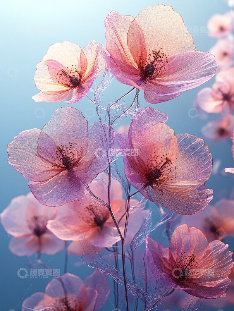 高清大图下载【趣麦麦图】紫花透明丝帘