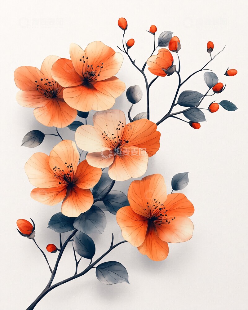 高清大图下载【趣麦麦图】简约花卉婚礼请柬1