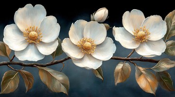 白金花卉三维画2