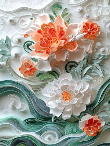 花瓷纸艺纸艺卷曲图案2