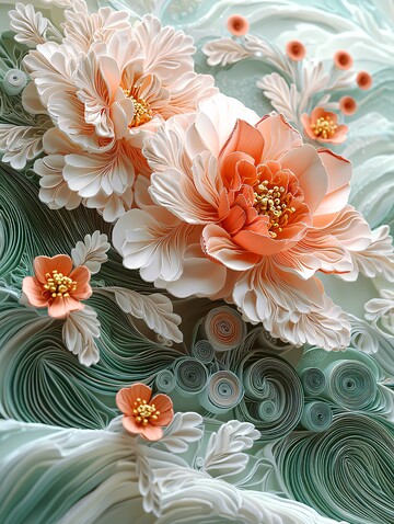 花瓷纸艺纸艺卷曲图案1