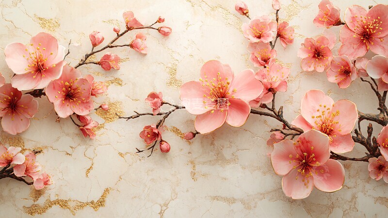 高清大图下载【趣麦麦图】梅花镶金绣梅花镶金绣花2