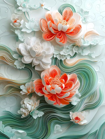 花瓷纸艺纸艺卷曲图案