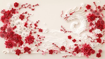 白龙红花香槟纸艺1