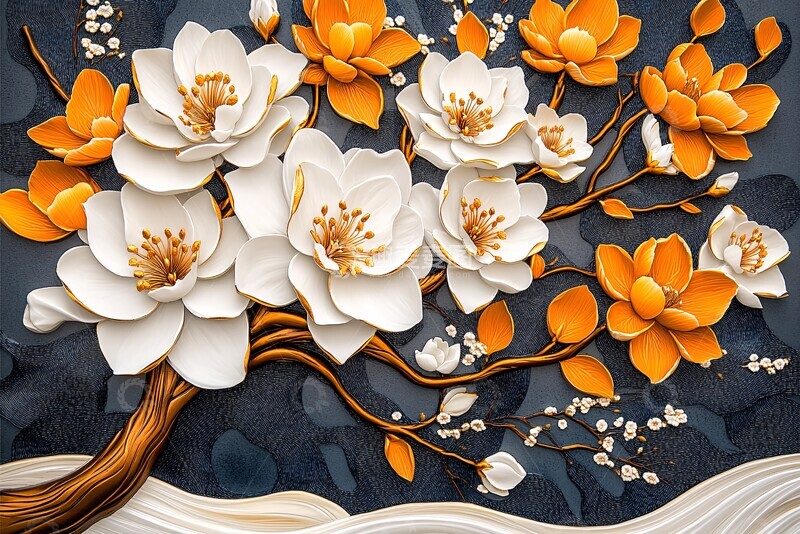 高清大图下载【趣麦麦图】白树金花春景图