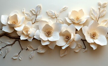 白玉兰树枝纹纸雕1