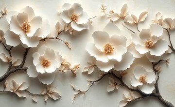 白玉兰树枝纹纸雕3