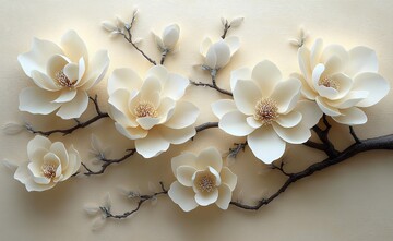 白玉兰树枝纹纸雕2