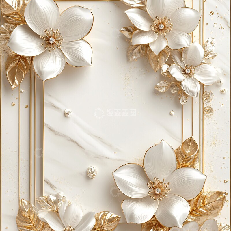 高清大图下载【趣麦麦图】金色花饰派对邀请1