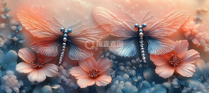 高清大图下载【趣麦麦图】珍珠翼龙蜻蜓画1