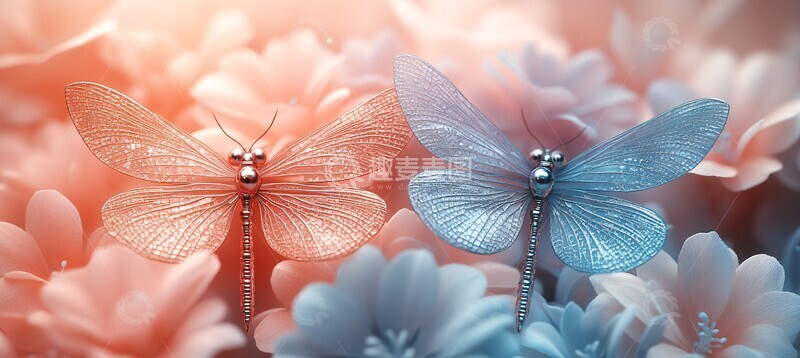 高清大图下载【趣麦麦图】珍珠翼龙蜻蜓画2