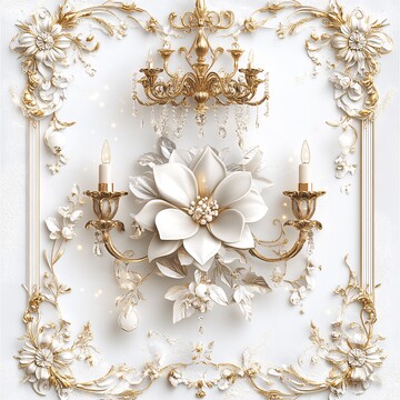 金色花饰派对邀请