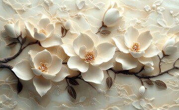 白玉兰树枝纹纸雕