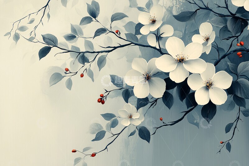 高清大图下载【趣麦麦图】灰底花卉装饰