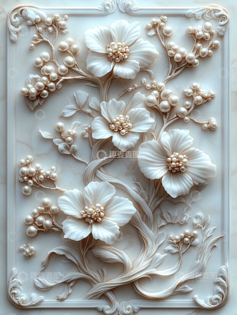 高清大图下载【趣麦麦图】白色珐琅藤蔓1