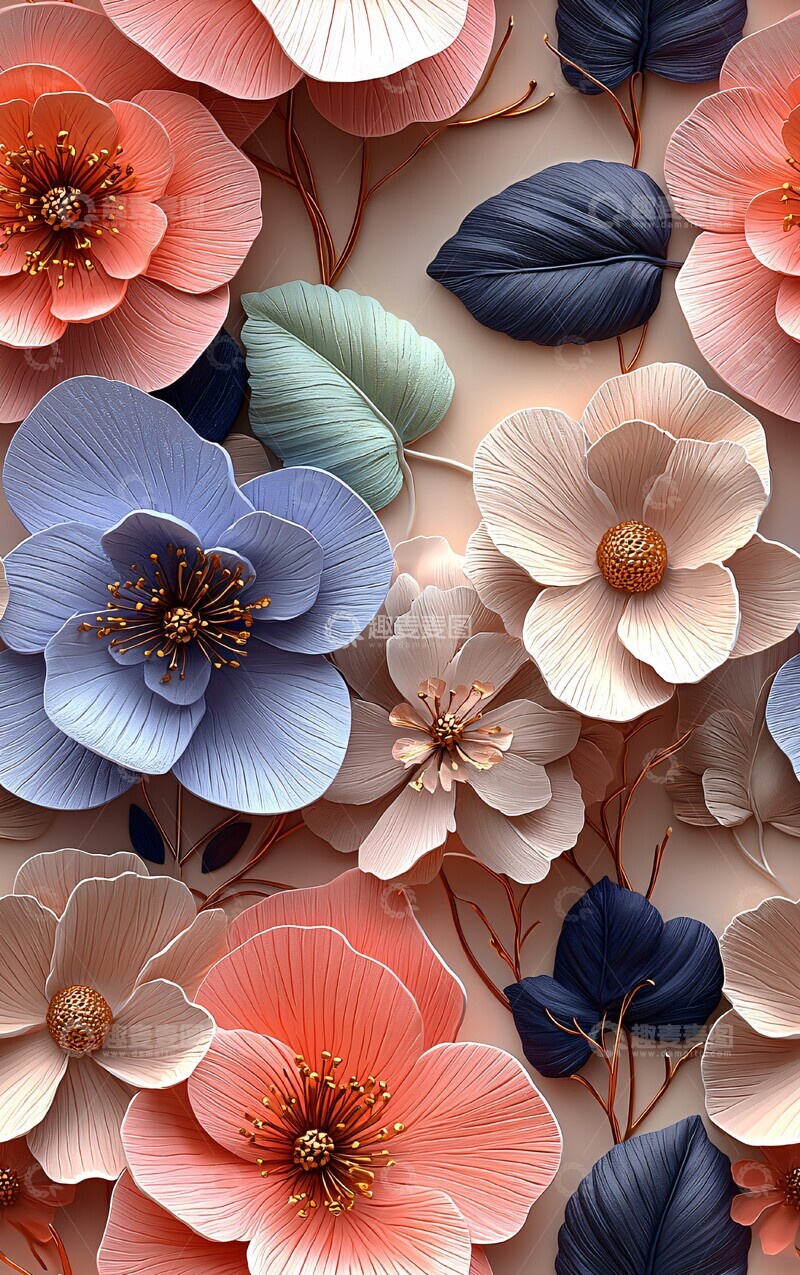 高清大图下载【趣麦麦图】塑料花卉纹样