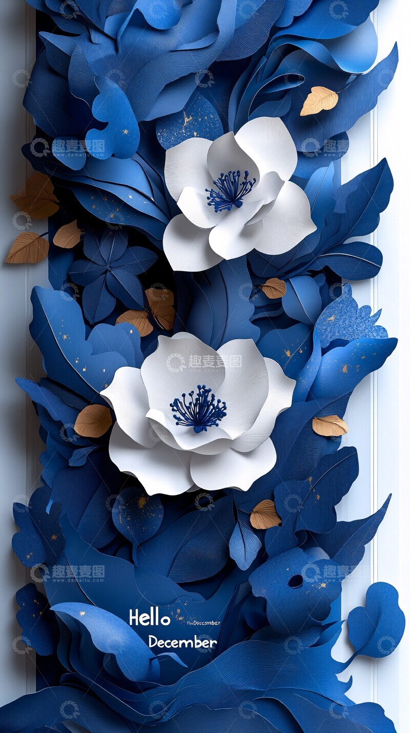 高清大图下载【趣麦麦图】十二月纸艺插画