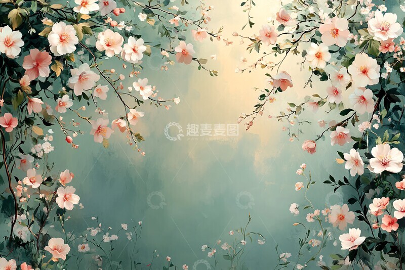 高清大图下载【趣麦麦图】春日花雨春日花雨粉色