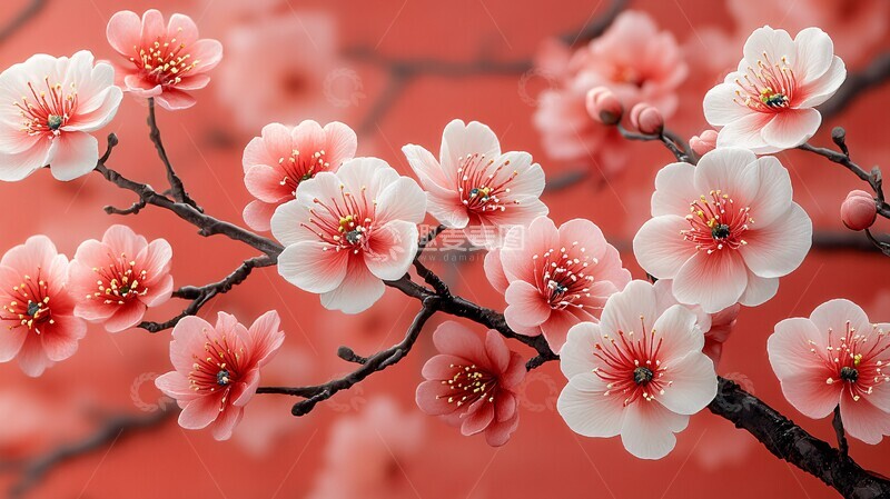 高清大图下载【趣麦麦图】樱花牡丹花卉纹样3