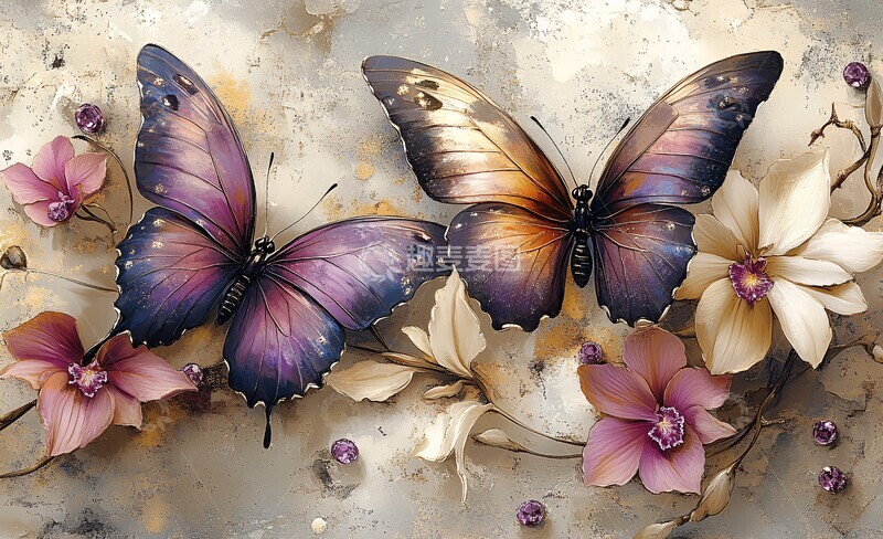 银紫蝴蝶灰底鼠标垫2