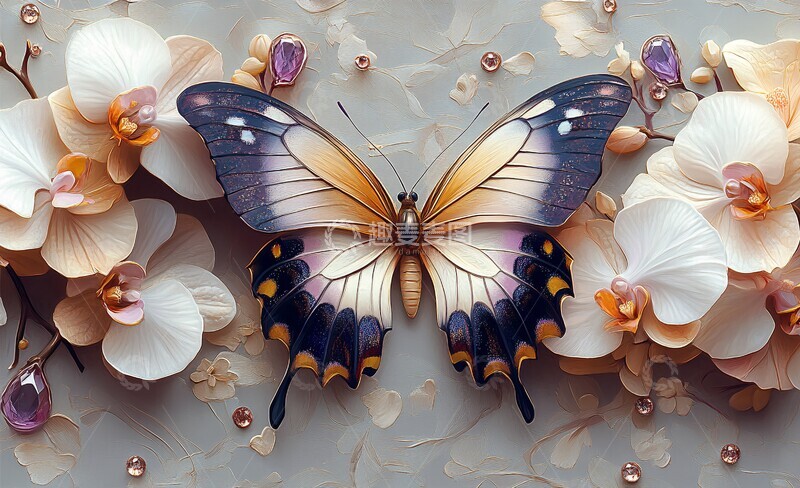 银紫蝴蝶灰底鼠标垫1