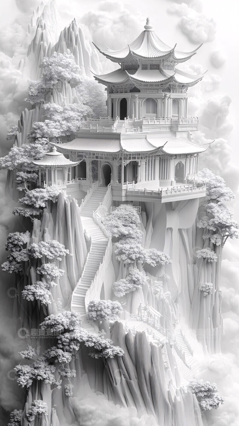 高清大图下载【趣麦麦图】银灰纸艺立体剪纸1