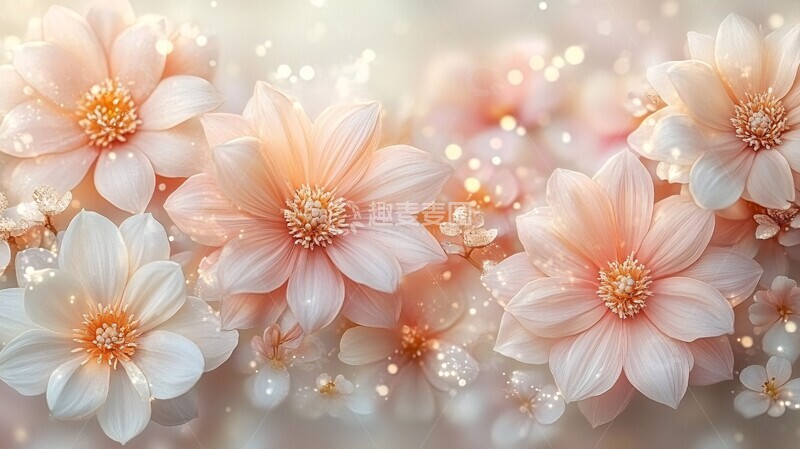 高清大图下载【趣麦麦图】粉色花瓣金色光点2