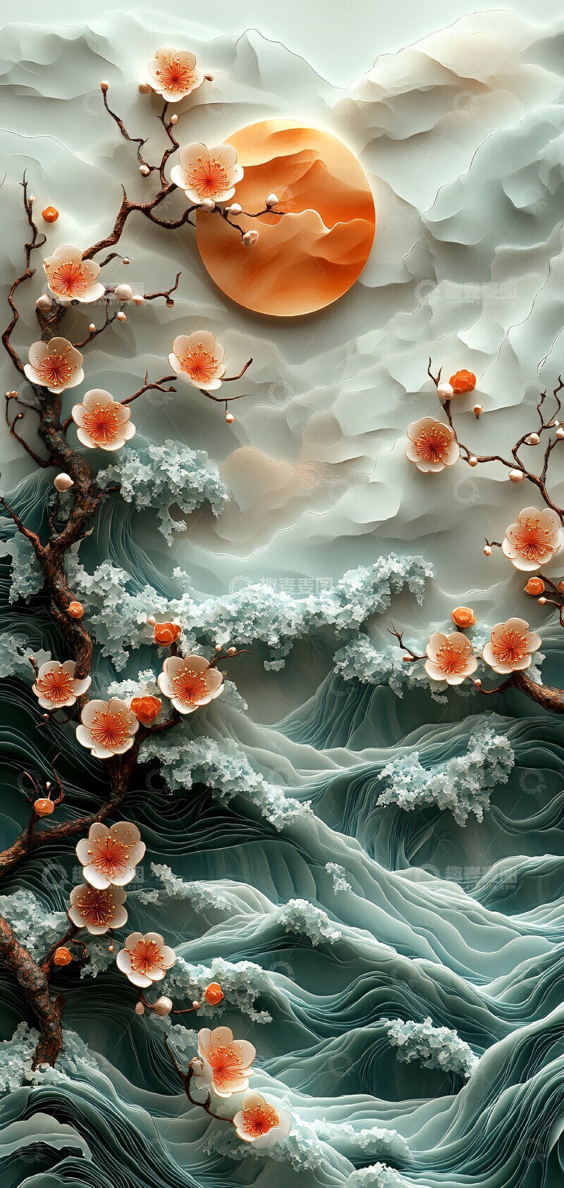 高清大图下载【趣麦麦图】深海波浪纸雕