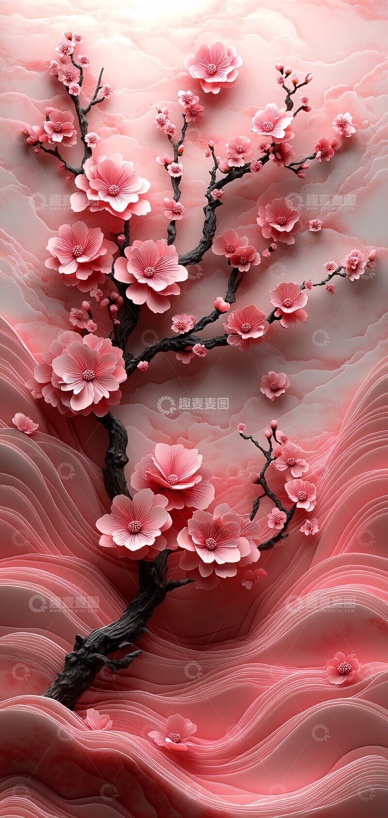 高清大图下载【趣麦麦图】樱花波浪纸艺