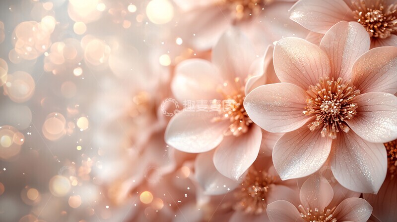 高清大图下载【趣麦麦图】粉色花瓣金色光点1