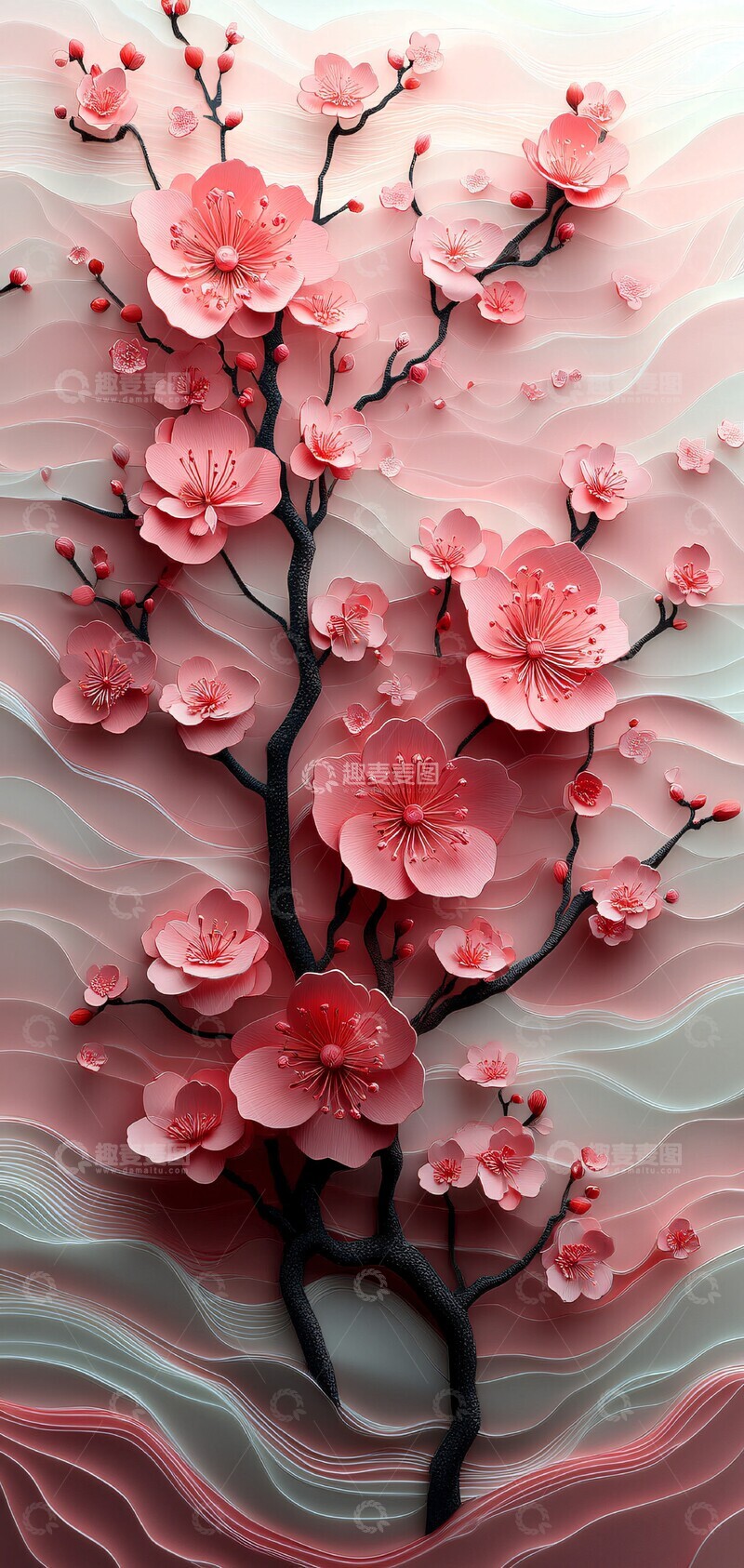 高清大图下载【趣麦麦图】樱花波浪纸艺3