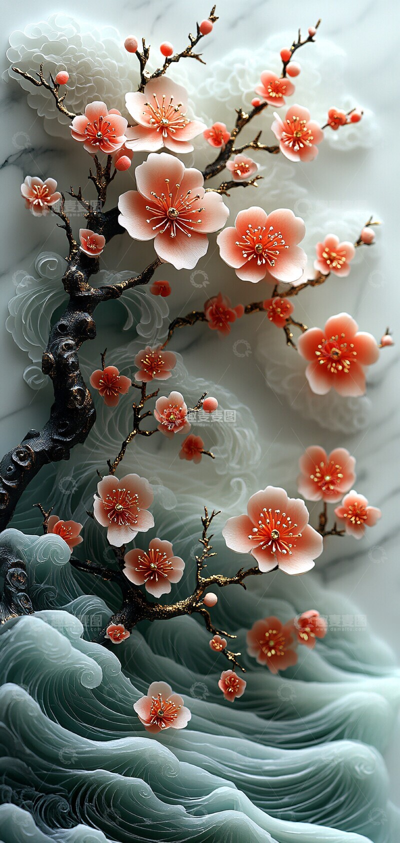 高清大图下载【趣麦麦图】樱花浪涌樱花波浪纸艺