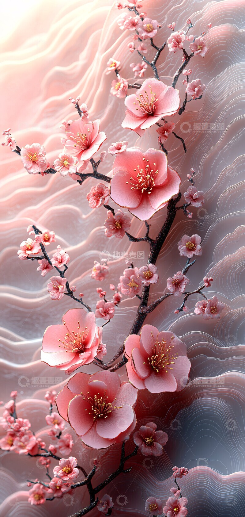 高清大图下载【趣麦麦图】樱花波浪纸艺6