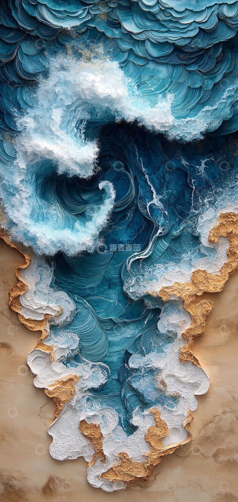 高清大图下载【趣麦麦图】海浪与沙滩纸雕