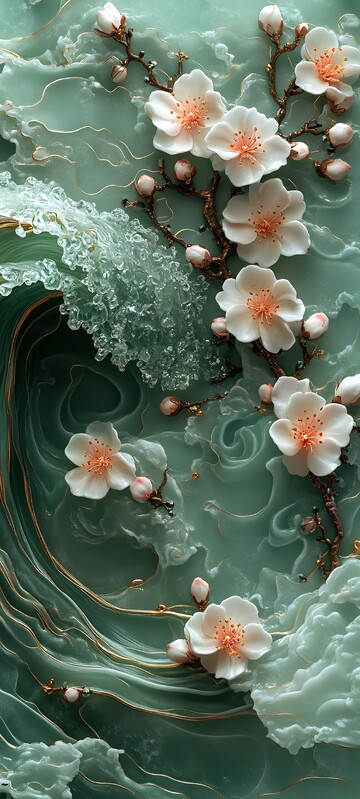 樱花玉浪樱花玉石波浪
