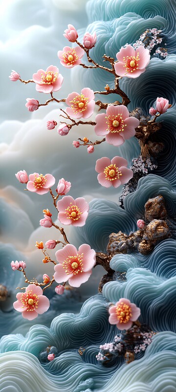 樱花波纹枝樱花波纹花朵1