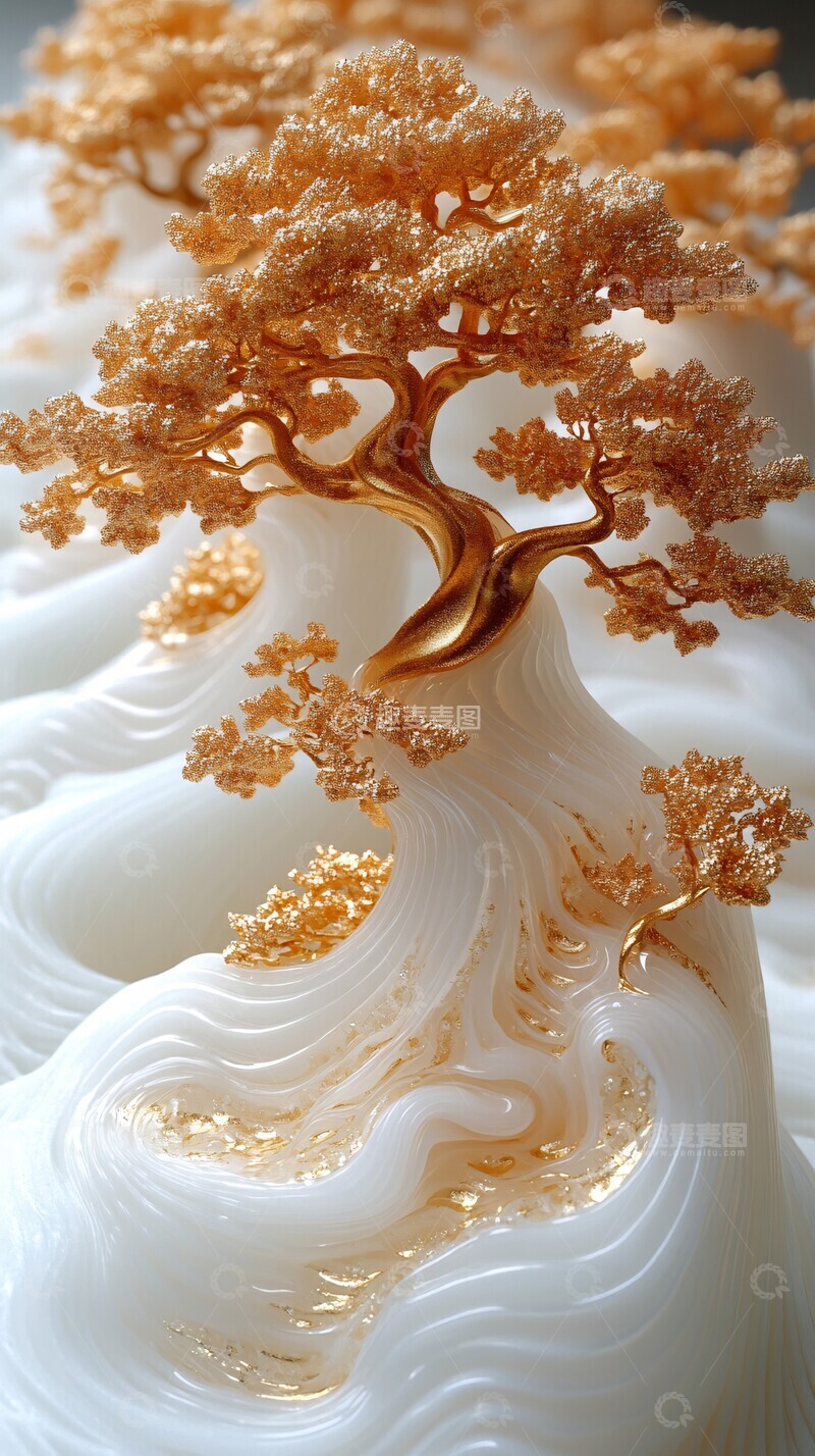 高清大图下载【趣麦麦图】水中树艺术曲线1