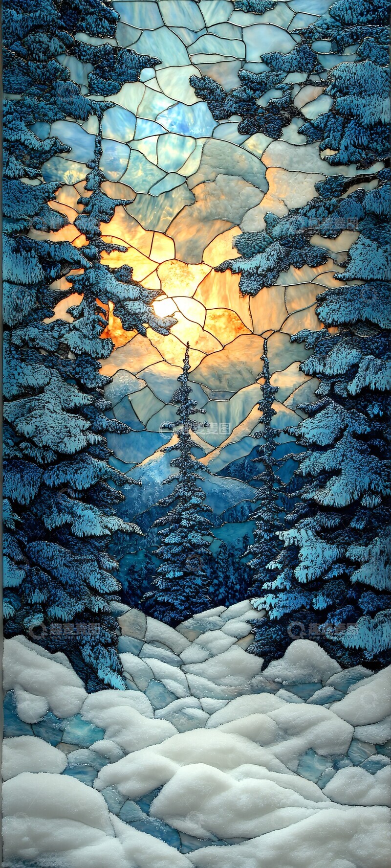 高清大图下载【趣麦麦图】冬日松林雪景2